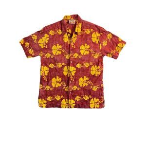 USC Trojans Heritage Hawaiian Short Sleeve Button Down Shirt (Men's Medium) Red